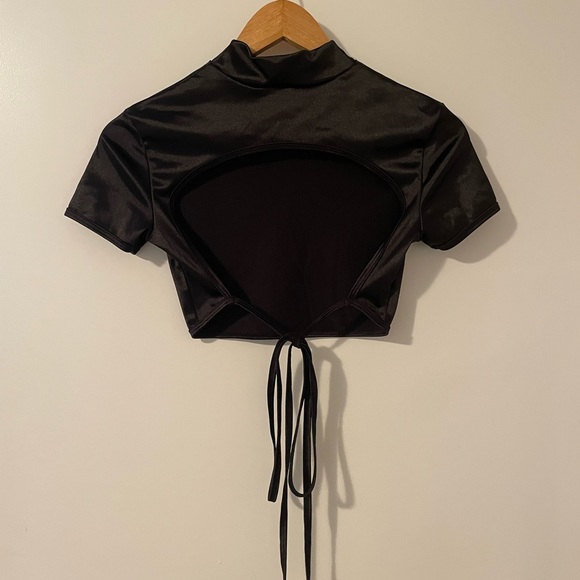 Motel Rocks Tops - Black open back tie top
